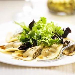 Balsamic Mixed Greens with Wild Mushroom Agnolotti