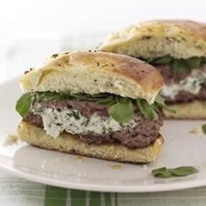 Herbed Cream Cheese-Stuffed Lamb Burgers